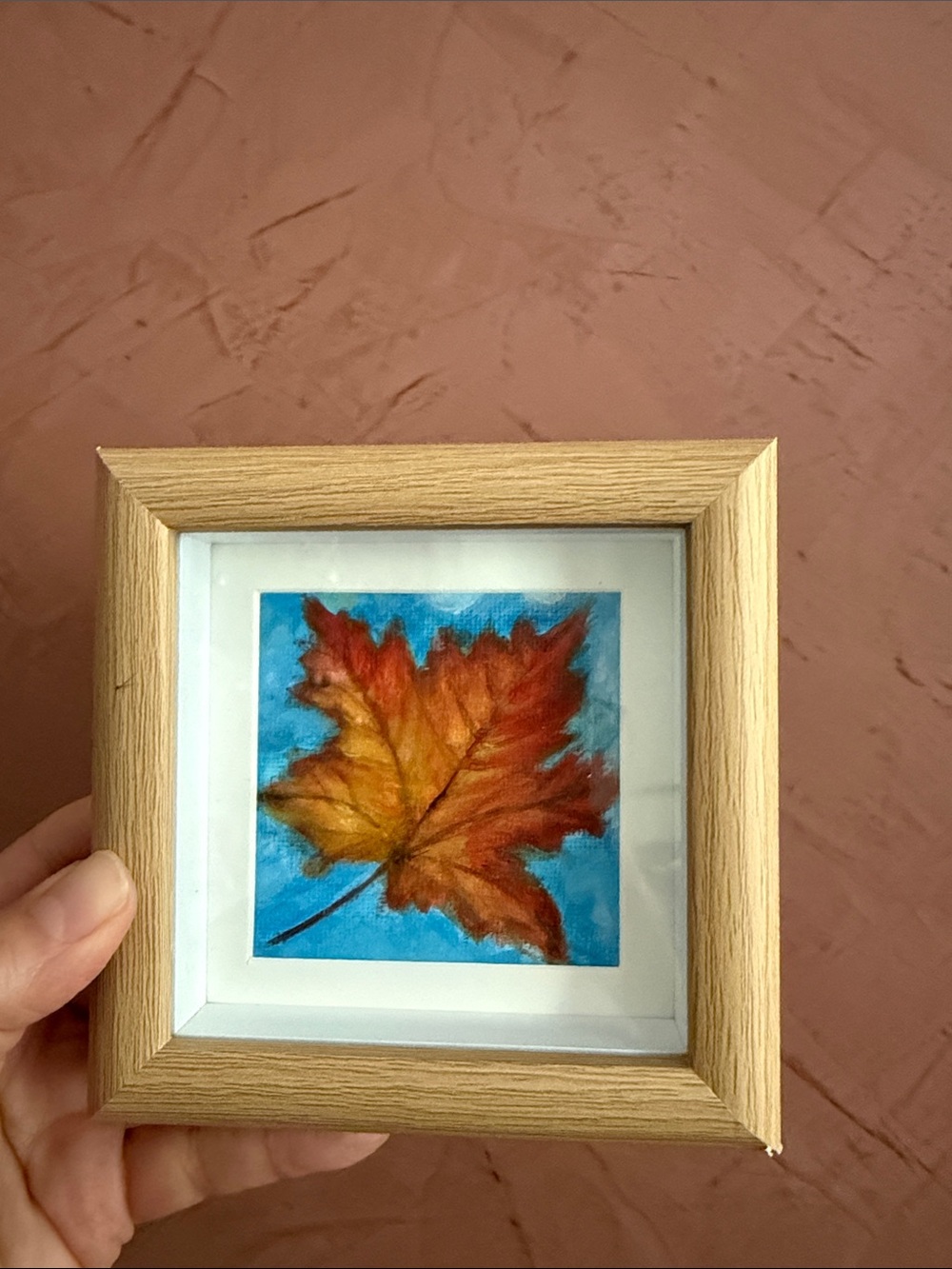 Hand-Painted Autumn Leaf Mini Canvas Wall Art - Orange and Yellow